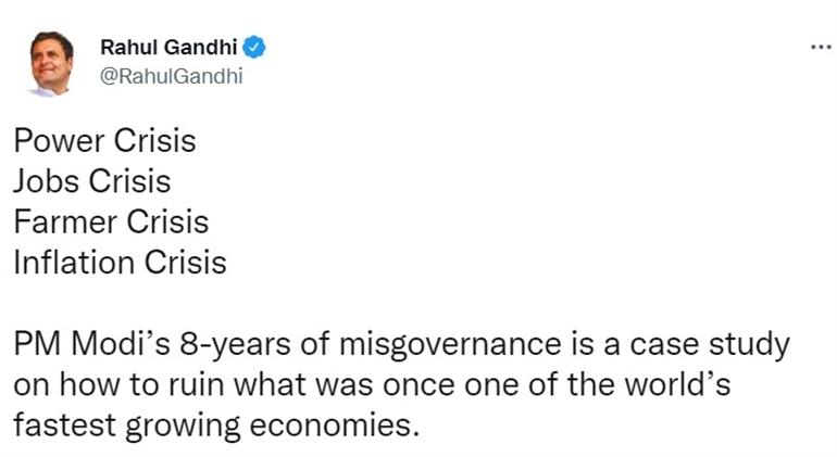 PM Modi's 8 years of 'misgovernance' is case study on how to ruin economies: Rahul