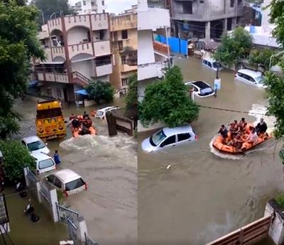 भारी बारिश के बाद नागपुर 'झील शहर' में तब्दील, 1 की मौत, 350 को निकाला गया