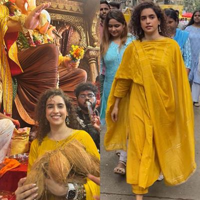 Sanya Malhotra exudes grace as she visits Lalbaugcha Raja