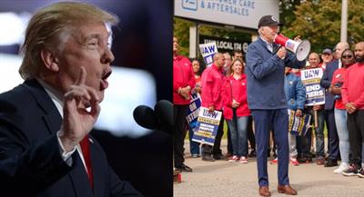 Biden, Trump woo union voters by visiting striking auto workers
