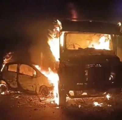 Tipper-car collision: Two burnt alive in K’taka