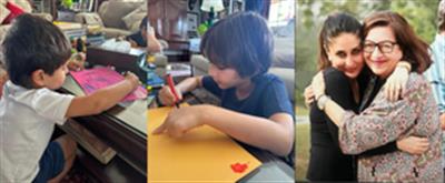 Kareena shares pictures of Taimur, Jeh scribbling letter for their grandma on her birthday