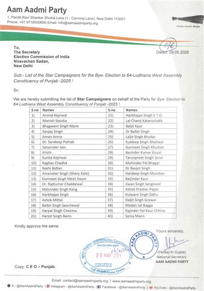 AAP Releases List of 40 Star Campaigners for By-Election Including Kejriwal, Mann, Sisodia
