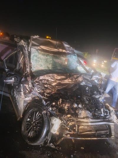 Four of a family killed in car-canter truck collision in Karnataka's Tumakuru