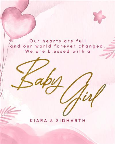 Sidharth, Kiara officially announce arrival of their baby girl