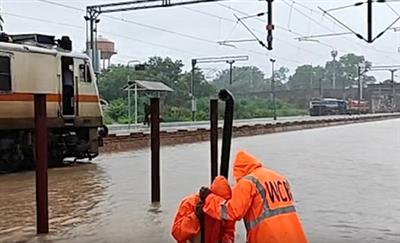 राजस्थान के सवाई माधोपुर में भारी बारिश; रेल सेवाएं प्रभावित, आज स्कूल बंद