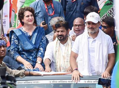 Priyanka Gandhi joins Rahul-Tejashwi’s Voter Adhikar Yatra in Bihar's Supaul