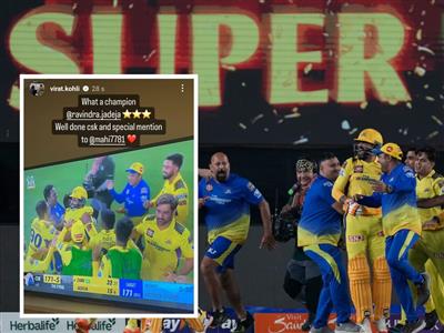 IPL 2023: Kohli hails 'champion' Jadeja after CSK's thrilling win